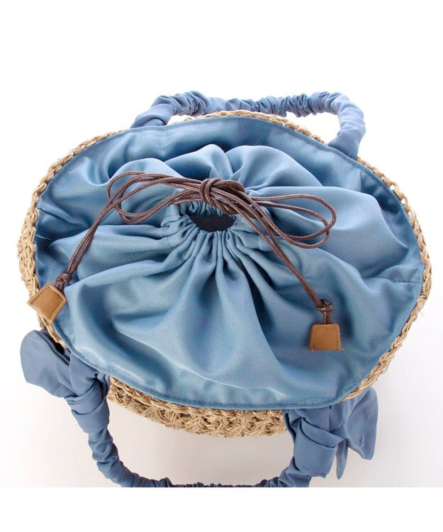 UNBILLION カシュカシュ cachecache / 下がりリボン柄編みトート ブルー