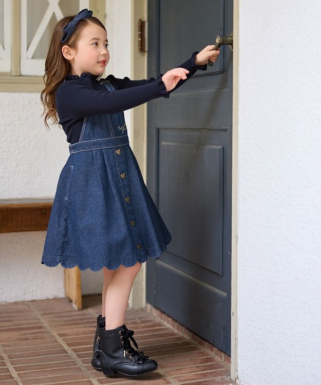 ANY KIDS デニムジャンパースカート ネイビー