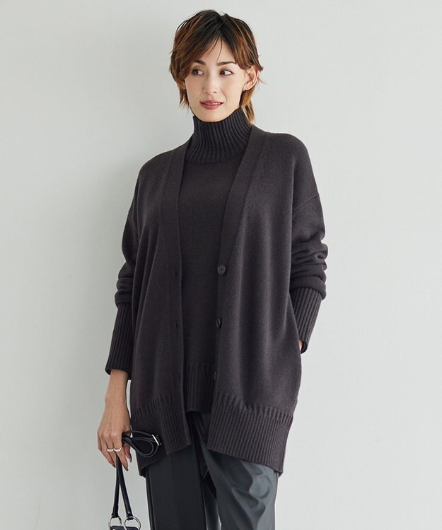 ICB 【洗える】 ソフトカシミヤミックス カーディガン バーントブラウン系