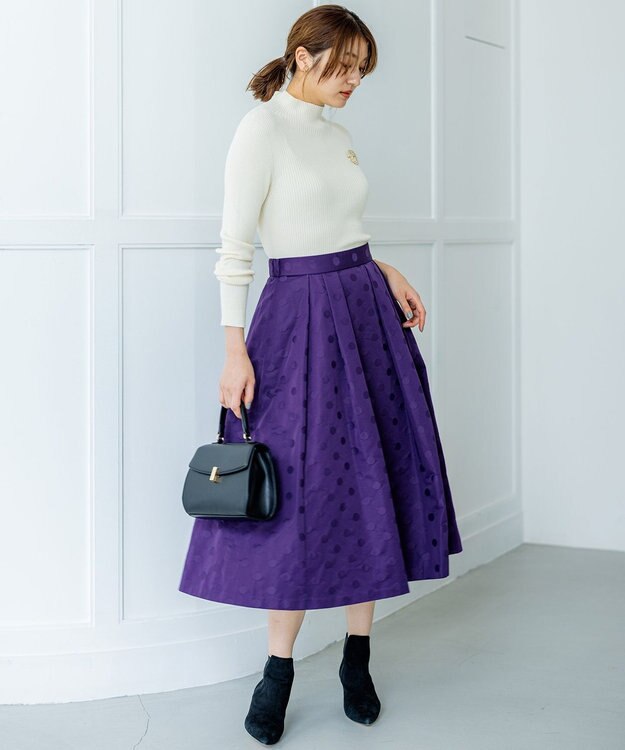 組曲 ドットジャガード フレア スカート パープル系