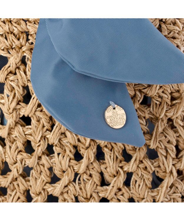 UNBILLION カシュカシュ cachecache / 下がりリボン柄編みトート ブルー