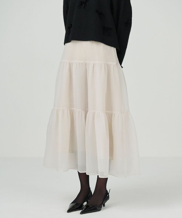 GRACE CONTINENTAL オーガンティアードスカート キナリ