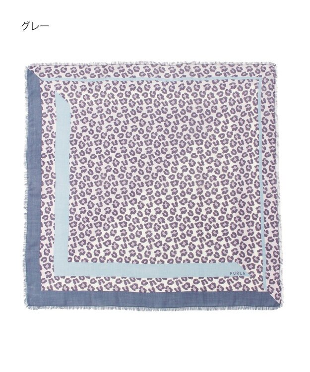 MOONBAT FURLA(フルラ）レオパードウールスカーフ 80×80㎝ グレー