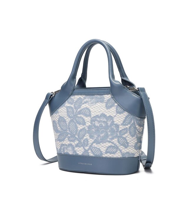 style code 【MERCURYDUO/マーキュリーデュオ】ミックスマテリアル　ハンドバッグ ブルー