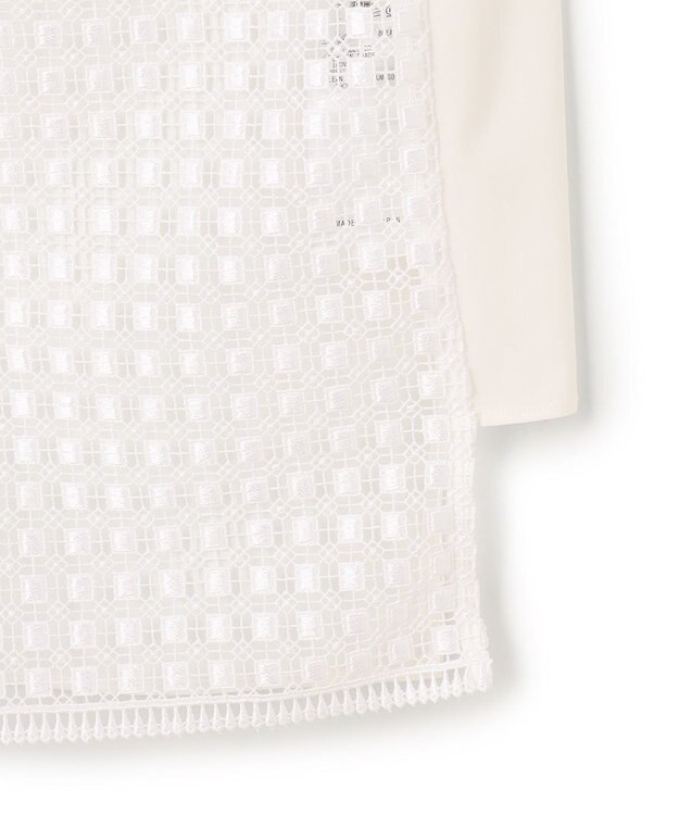 ICB L 【WEB＆一部店舗限定】 SustainableSquareLace フレンチスリーブシャツ オフホワイト