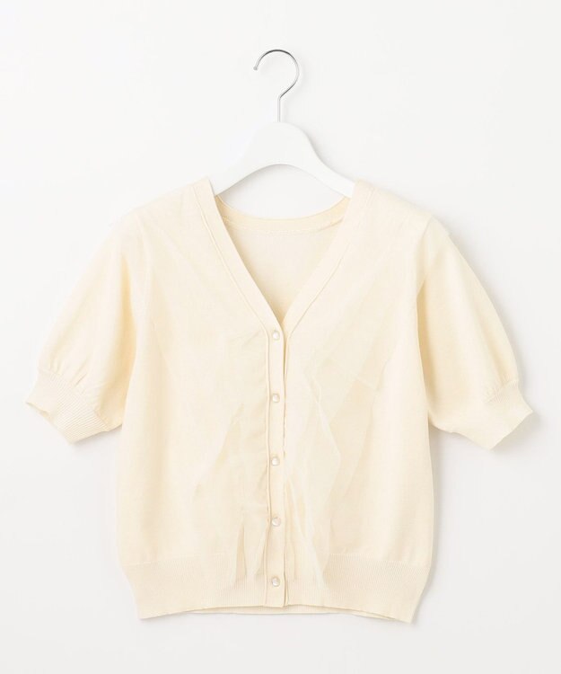 Feroux 【ご好評につき今季も登場！】チュールコンビパフスリーブ ニット アイボリー系