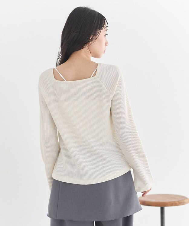 earth music&ecology 【予約】アシメ釦ツイストテレコカットソー アイボリー