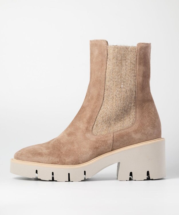 BONTRE 【LucaGrossi/ルカグロッシ】厚底サイドゴアヒールブーツ ベージュ