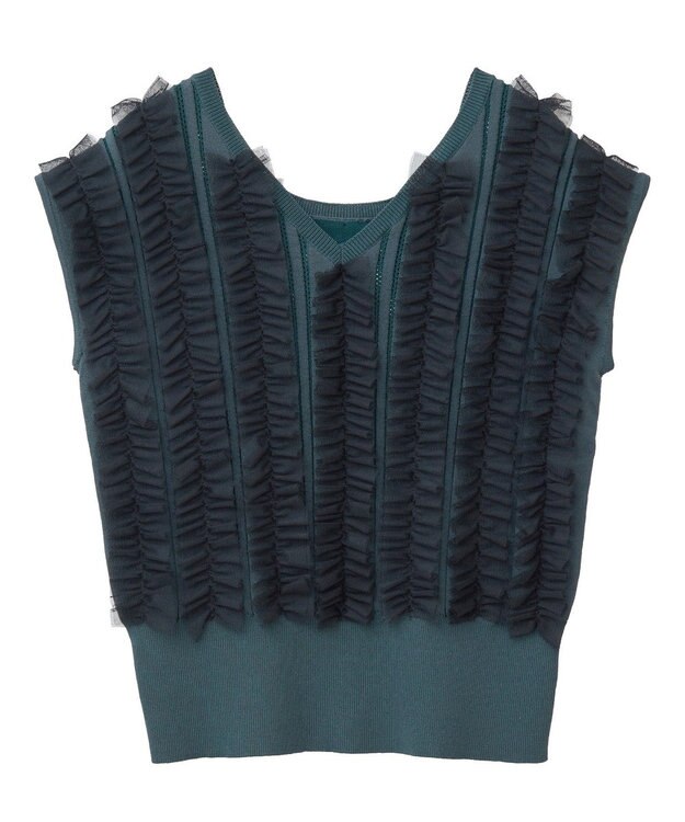 YECCA VECCA 2wayチュールフリルニット Black