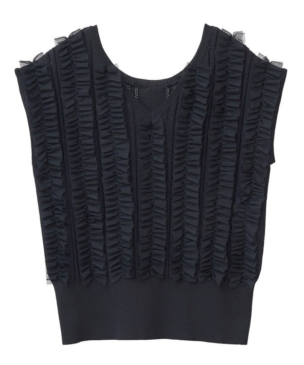 YECCA VECCA 2wayチュールフリルニット Black