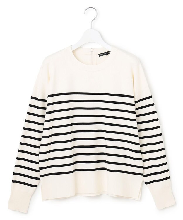 23区 【洗える】ヴィスコースストレッチ ミラノリブ ニット オフ×ブラック