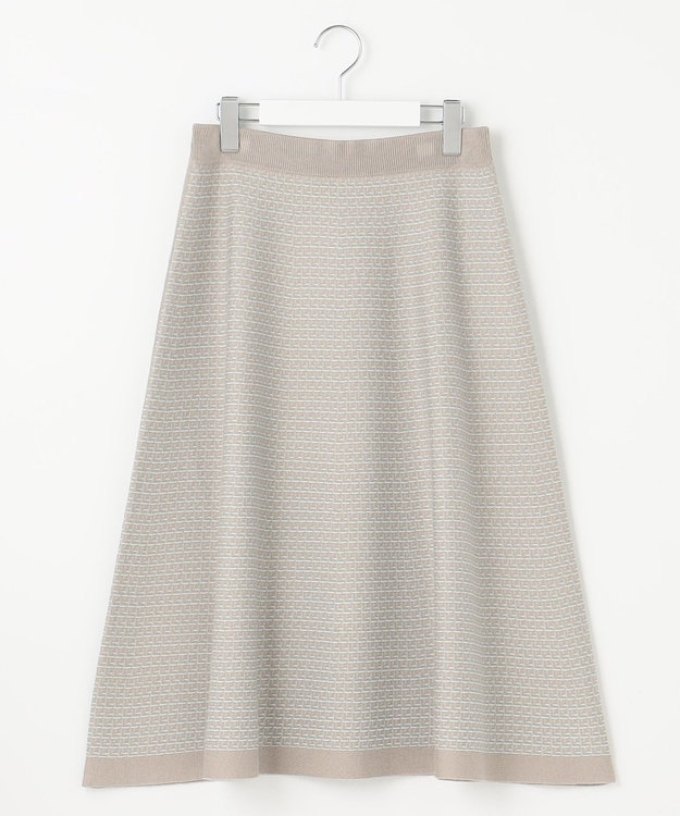 自由区 【WEB限定カラーあり・洗える】リバーシブルニット セットアップ(プルオーバー×フレアスカート) グレージュ×アクア