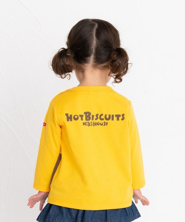 MIKI HOUSE HOT BISCUITS 【80-120cm】 ロゴ×キャラクター 長袖Tシャツ 黄