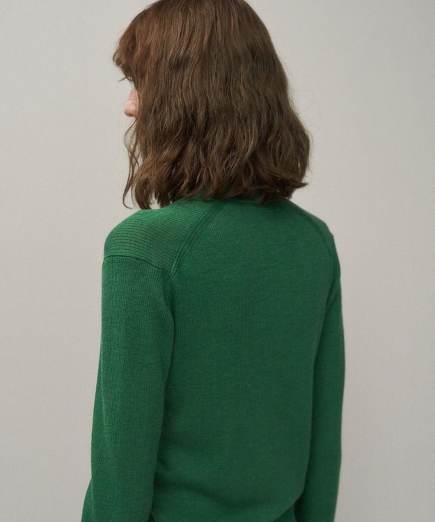 ATON RAMIE WOOL RIB | リブポロセーター GREEN