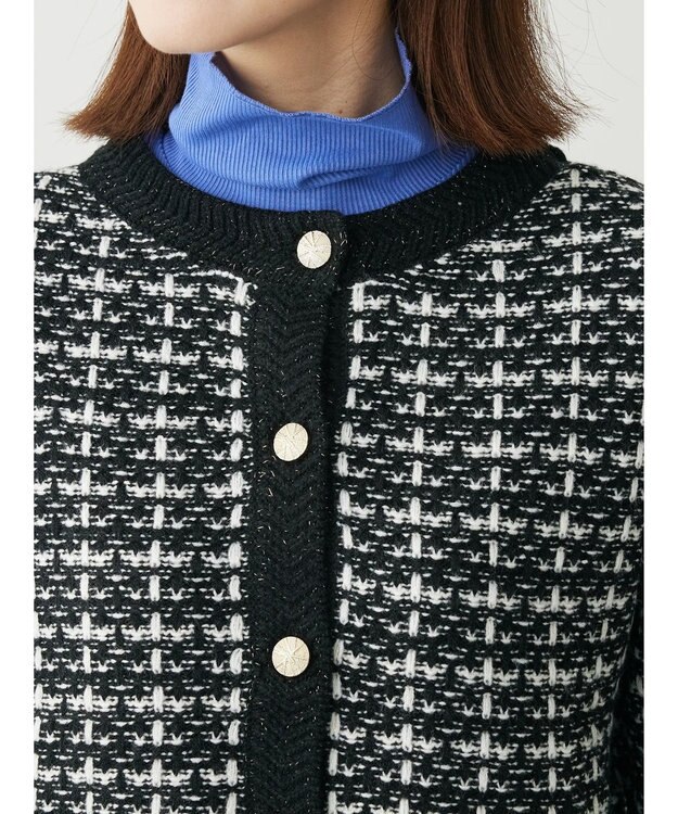 Green Parks ・ｆｕｒｒｙ　ｒａｔｅ　ツィードラメニットカーディガン Black