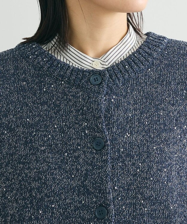 Green Parks ２ｗａｙ　スパンコールニットプルオーバー Navy