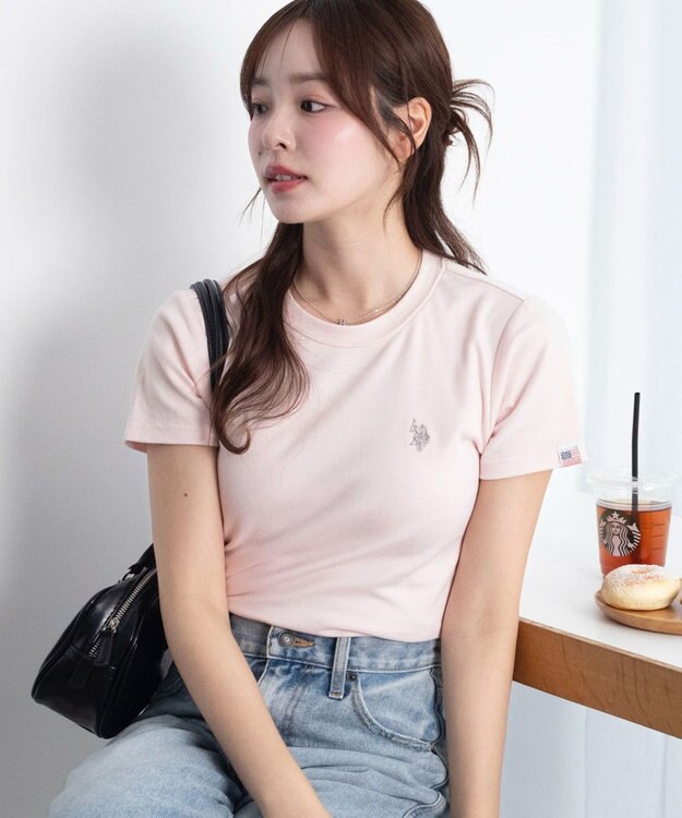 WEGO 【SMLサイズ展開】U.S. POLO ASSN.別注コンパクトTシャツ ライトピンク