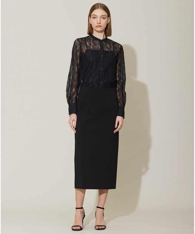 ICB 【洗える】コットンコンプレッシャー ナロースカート ブラック系