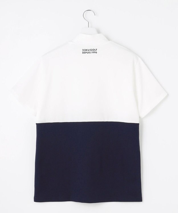 23区GOLF 【MEN】カラーブロック ドライタッチモックネックシャツ ホワイト系