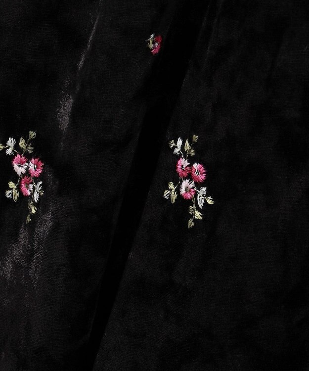 Feroux 刺繍入りベロアキャミソール ワンピース ブラック系
