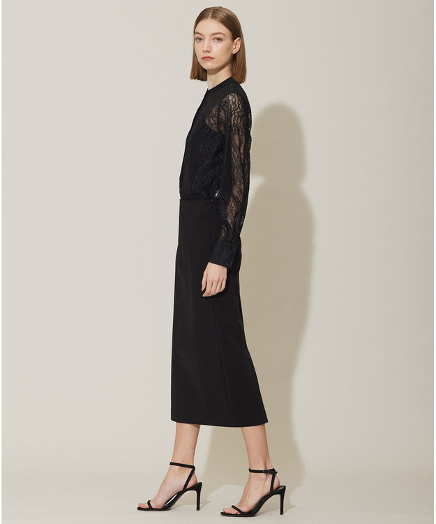 ICB 【洗える】コットンコンプレッシャー ナロースカート ブラック系