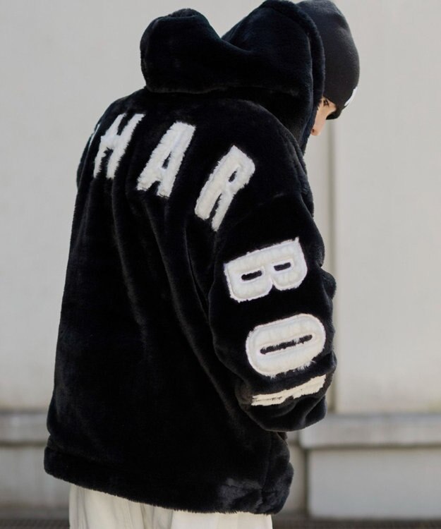 WEGO 【ユニセックス着用ITEM/MLサイズ展開】エコファーグラフィックブルゾン ブラック