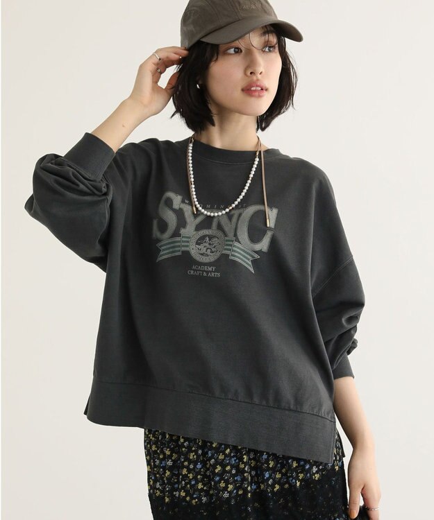 Green Parks アソートカレッジロゴ裏毛プルオーバー Charcoal Gray