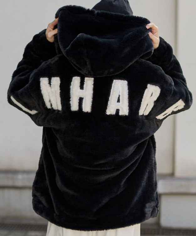 WEGO 【ユニセックス着用ITEM/MLサイズ展開】エコファーグラフィックブルゾン ブラック