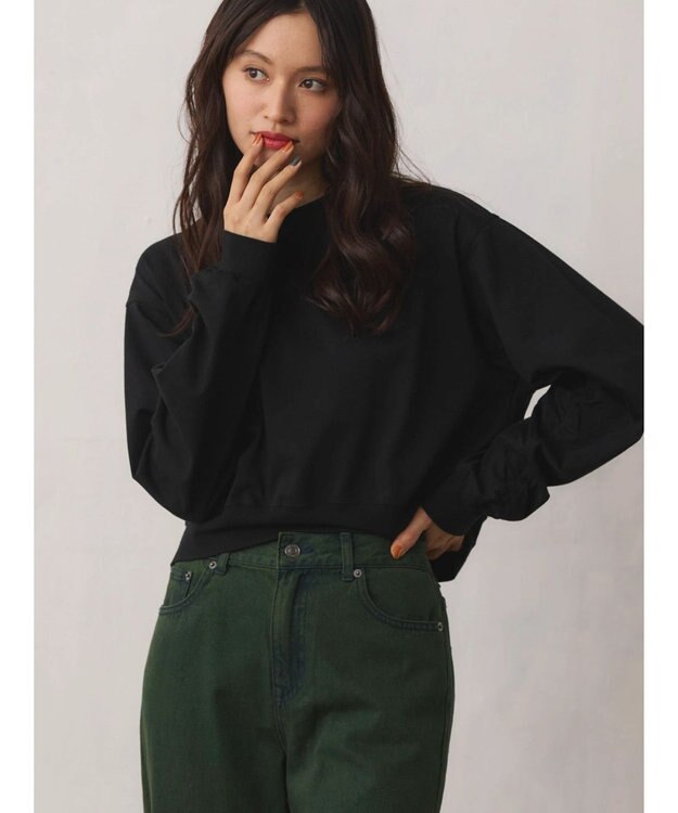 Green Parks ・ＥＬＥＮＣＡＲＥ　ＤＵＥシャーリング袖プルオーバー Black