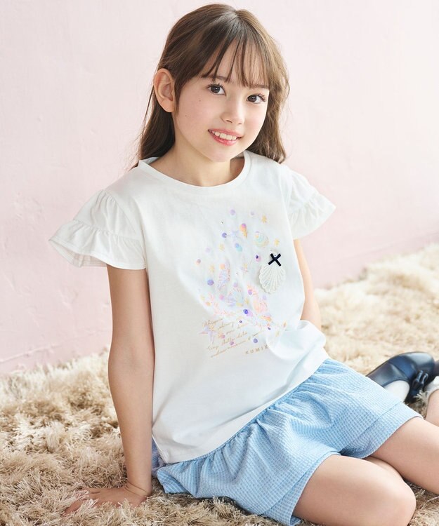 組曲 KIDS 【150-160㎝】 シーグロウフリルTシャツ オフホワイト