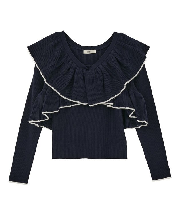 earth music&ecology 【SET ITEM】ラッフルニットボレロアンサンブル Navy