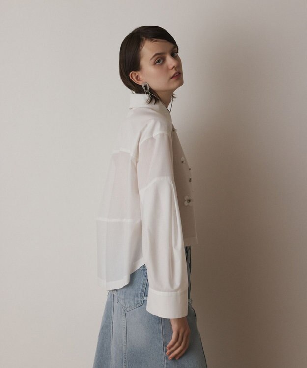 GRACE CONTINENTAL ビジューシャツ ホワイト