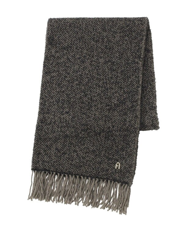 MOONBAT FURLA(フルラ）ループヤーン ツイード調ラメ入り ストール アルパカ混 日本製 ダークブラウン