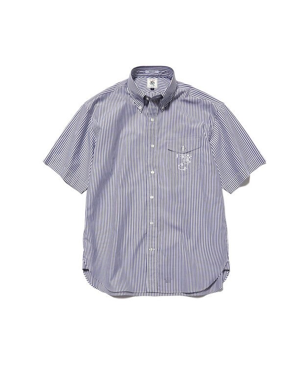 J.PRESS MEN 【AaronChang】【UNISEX】コットンタイプライター ストライプ シャツ / B.D. / Baggy-Fit ネイビー系1