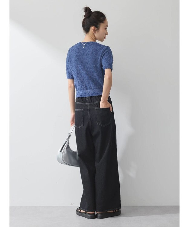 earth music&ecology ツイストブークレ半袖プルオーバー Charcoal Gray