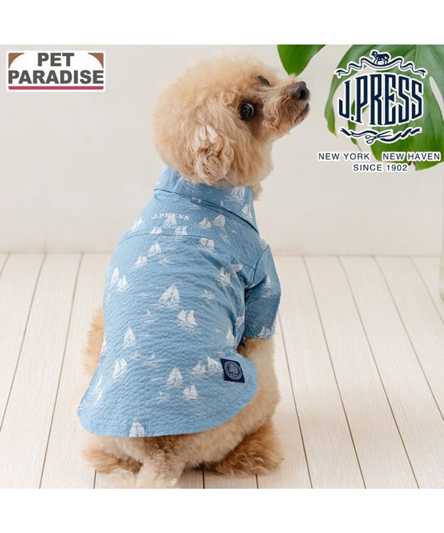 PET PARADISE J.PRESS ウェーブシャツ 《船柄 》 小型犬 ブルー