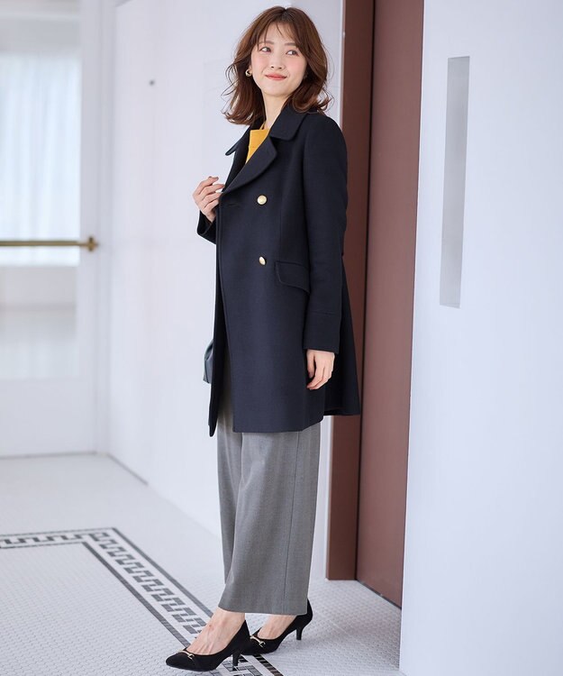 ANY SIS 【WEB・一部店舗限定】ウールアンゴラミックスリッチ コート ネイビー