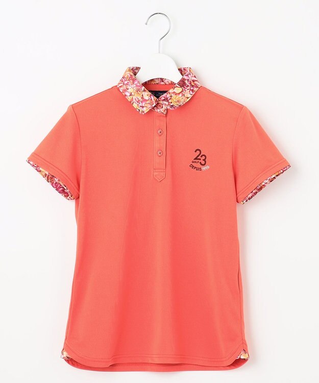 23区GOLF 【WOMEN】無地×プランティカプリント 半そでポロシャツ ピンク系