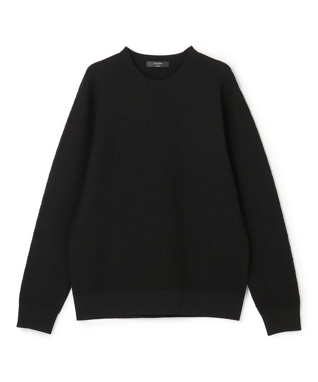 JOSEPH HOMME 新柄【イージーケア】 ヴィスコースリンクス　クルーネックニット ブラック系
