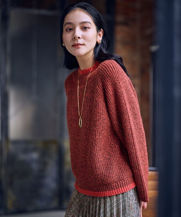 ANY L 【5色展開】バイカラーMIXニット オレンジMIX