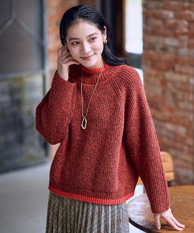 ANY L 【5色展開】バイカラーMIXニット オレンジMIX