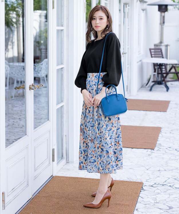 Tiaclasse 【SET UP】幅広いアイテムと相性抜群のニットトップスと女性らしさ溢れるスカートセット ブラウンオレンジ