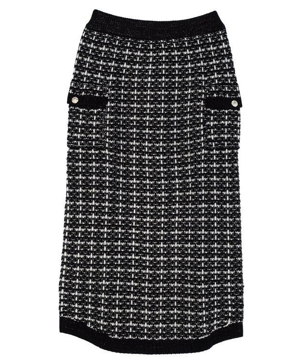 Green Parks ・ｆｕｒｒｙ　ｒａｔｅ　ツィードラメニットスカート Black