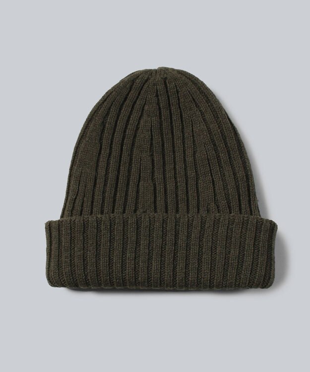 WHITE MAILS 【UNISEX】WOOL PAPER DOUBLE KNIT リブビーニー カーキ