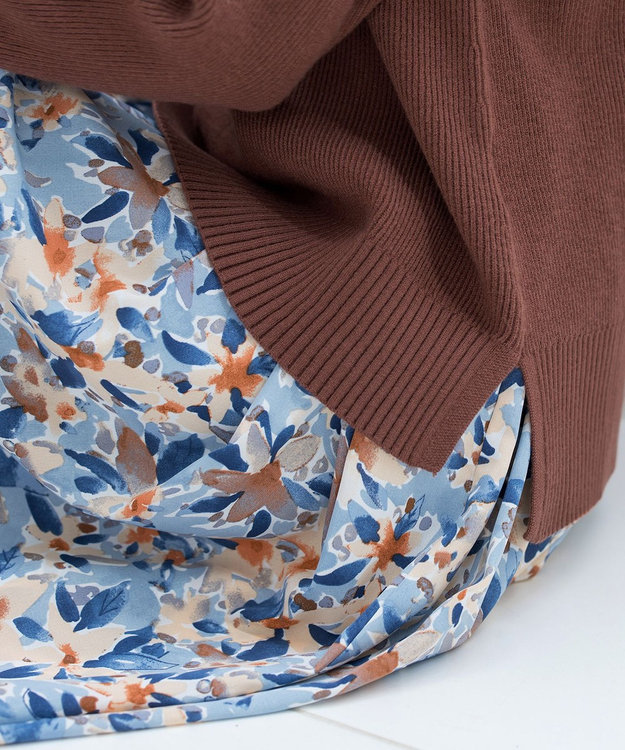 Tiaclasse 【SET UP】幅広いアイテムと相性抜群のニットトップスと女性らしさ溢れるスカートセット ブラウンオレンジ