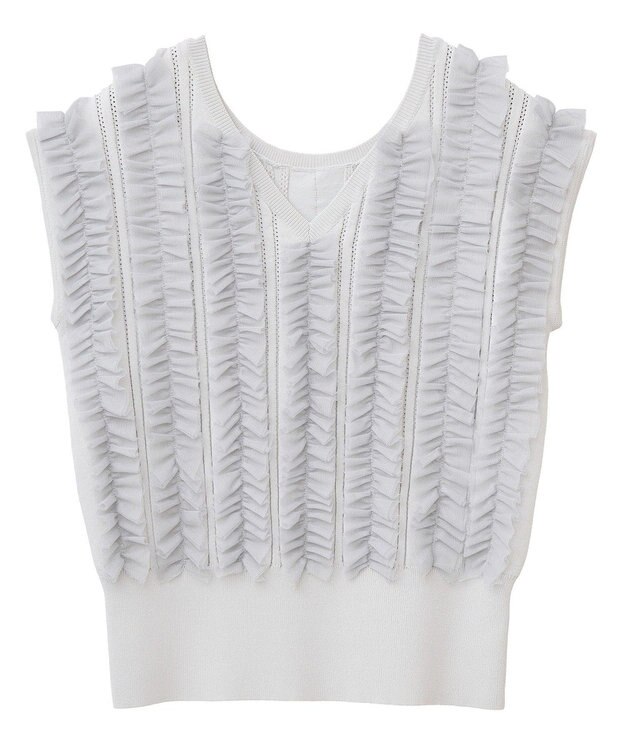 YECCA VECCA 2wayチュールフリルニット Black