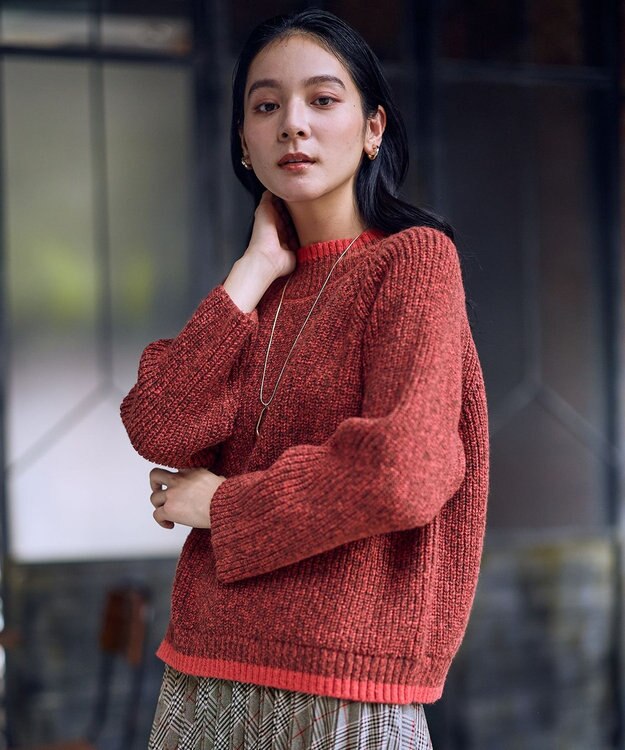 ANY L 【5色展開】バイカラーMIXニット オレンジMIX