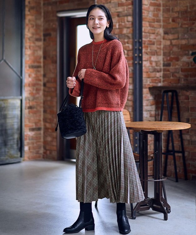 ANY L 【5色展開】バイカラーMIXニット オレンジMIX