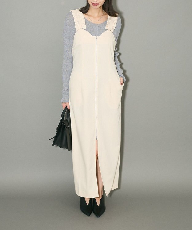 Green Parks フロントジップキャミワンピース Ivory