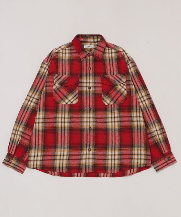 WEGO 【2025年秋冬新作/ユニセックス着用ITEM/SMLサイズ展開】ヘビーネルチェックシャツ（LS） 柄6